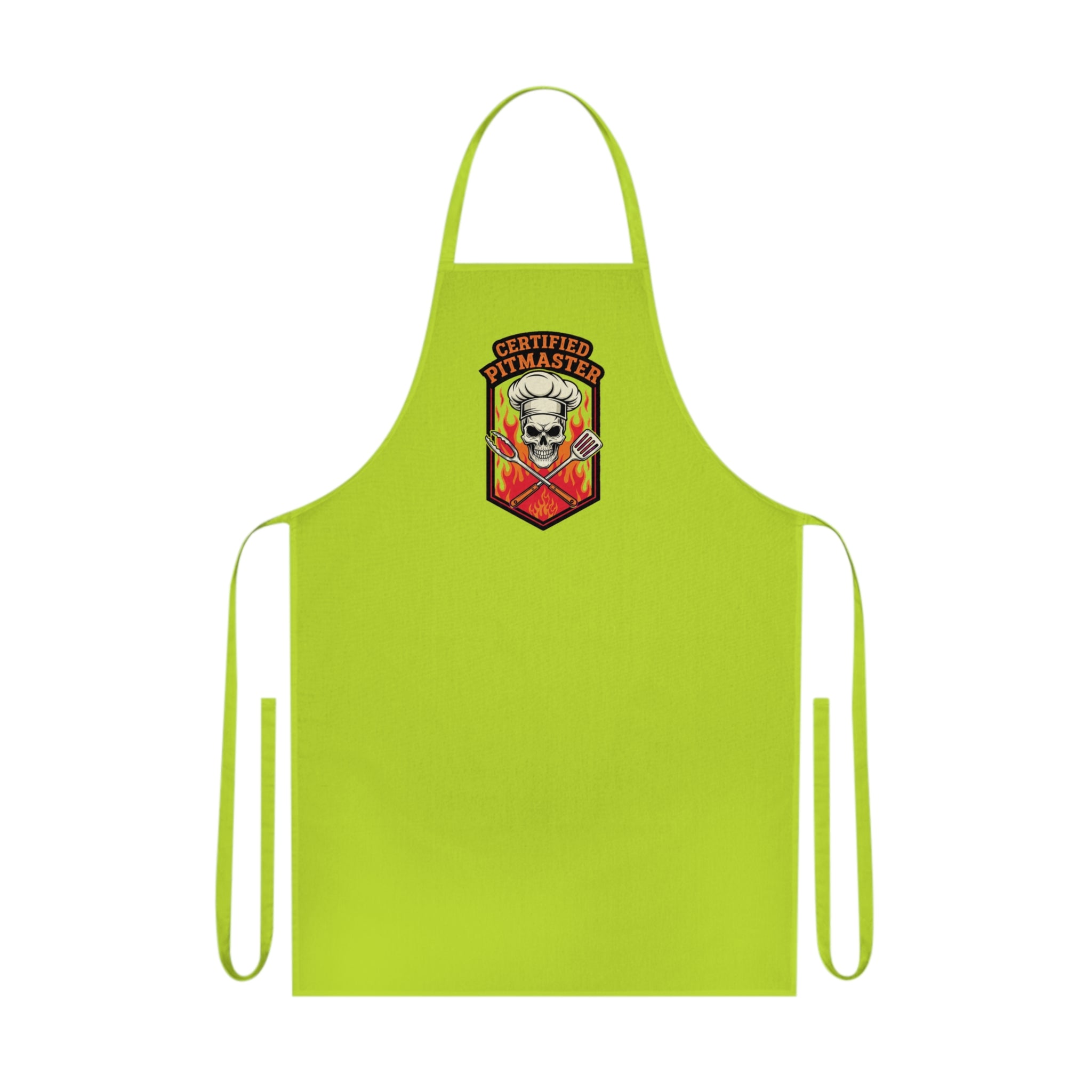 BBQ Pitmaster Dad Apron - Flaming Skull Chef Gift for Grill Masters