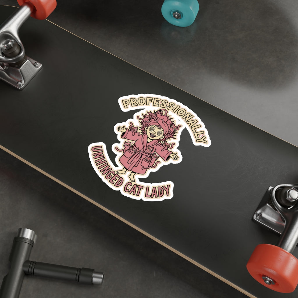 Crazy Cat Lady Sticker | Funny Cat Mom Die-Cut Decal | Dark Humor Gift