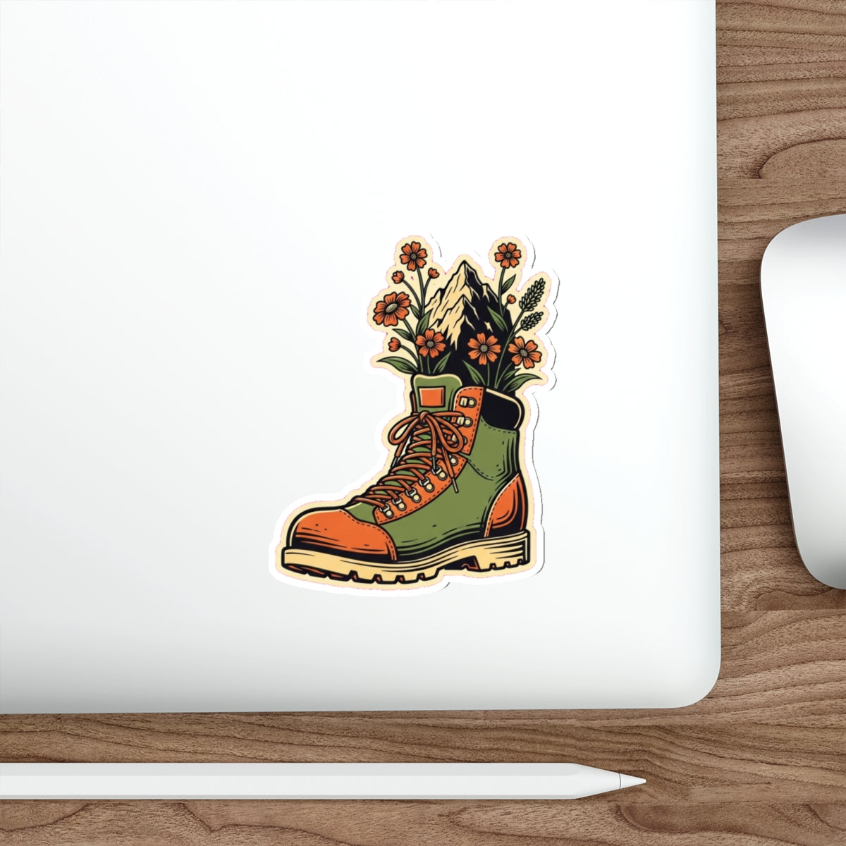 Retro Hiking Boot Die-Cut Sticker | Trail Running Adventure Decal