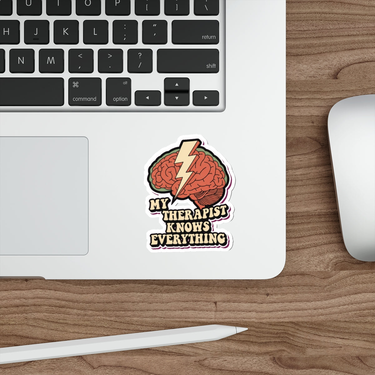 Mental Health Advocate Brain Sticker | Dark Humor Therapy Decal | Retro 70s Psychedelic