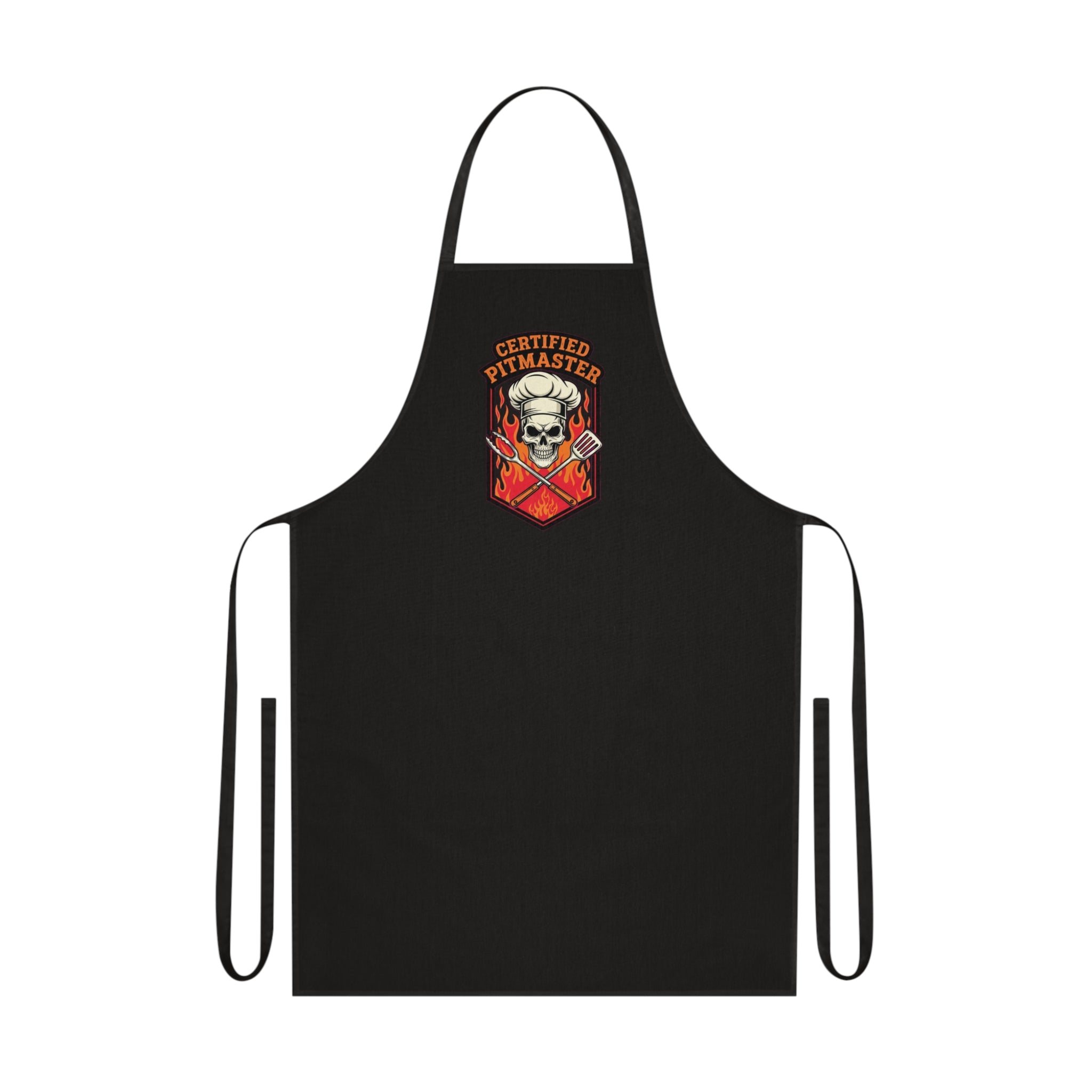 BBQ Pitmaster Dad Apron - Flaming Skull Chef Gift for Grill Masters