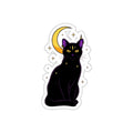 Black Cat Witch Sticker | Mystical Moon Crescent | Gothic Laptop Decal