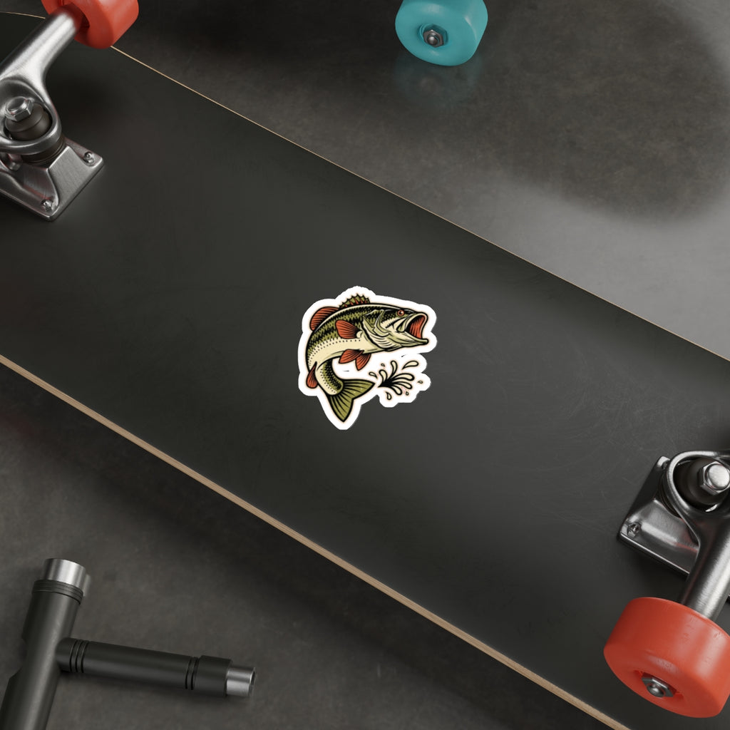 Bass Fishing Dad Sticker | Retro Largemouth Bass Vinyl Decal for Trucks
