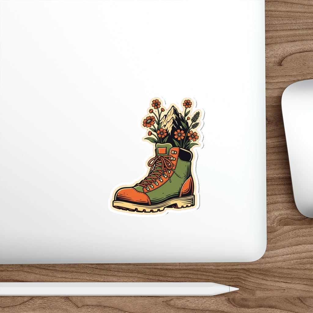 Retro Hiking Boot Die-Cut Sticker | Trail Running Adventure Decal