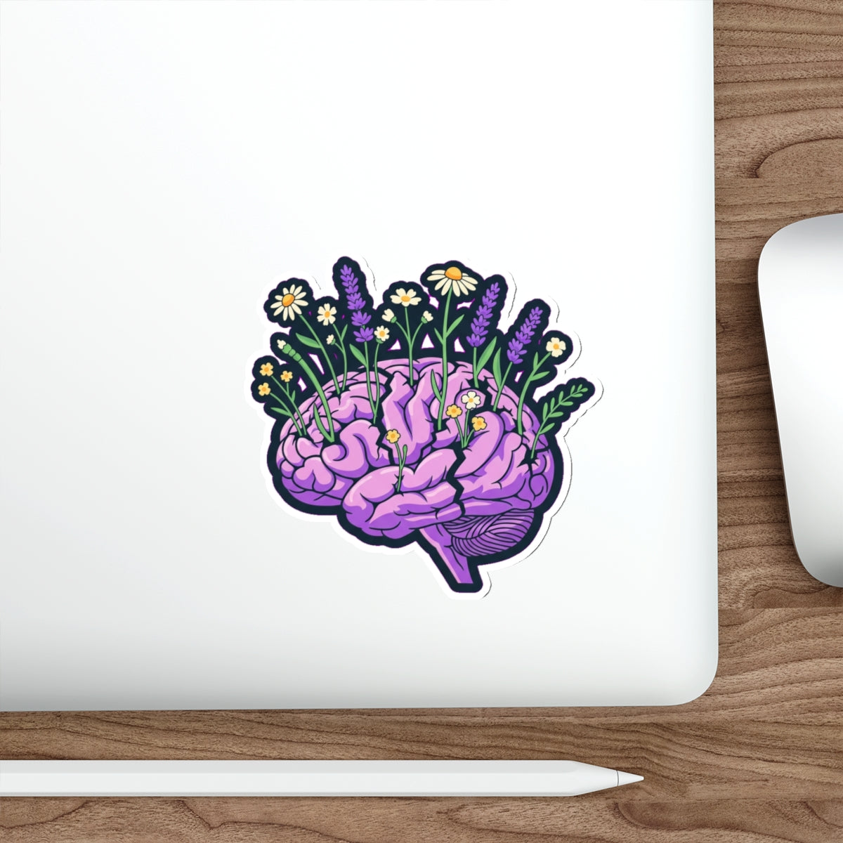 Mental Health Awareness Sticker | Brain with Wildflowers | End the Stigma Decal