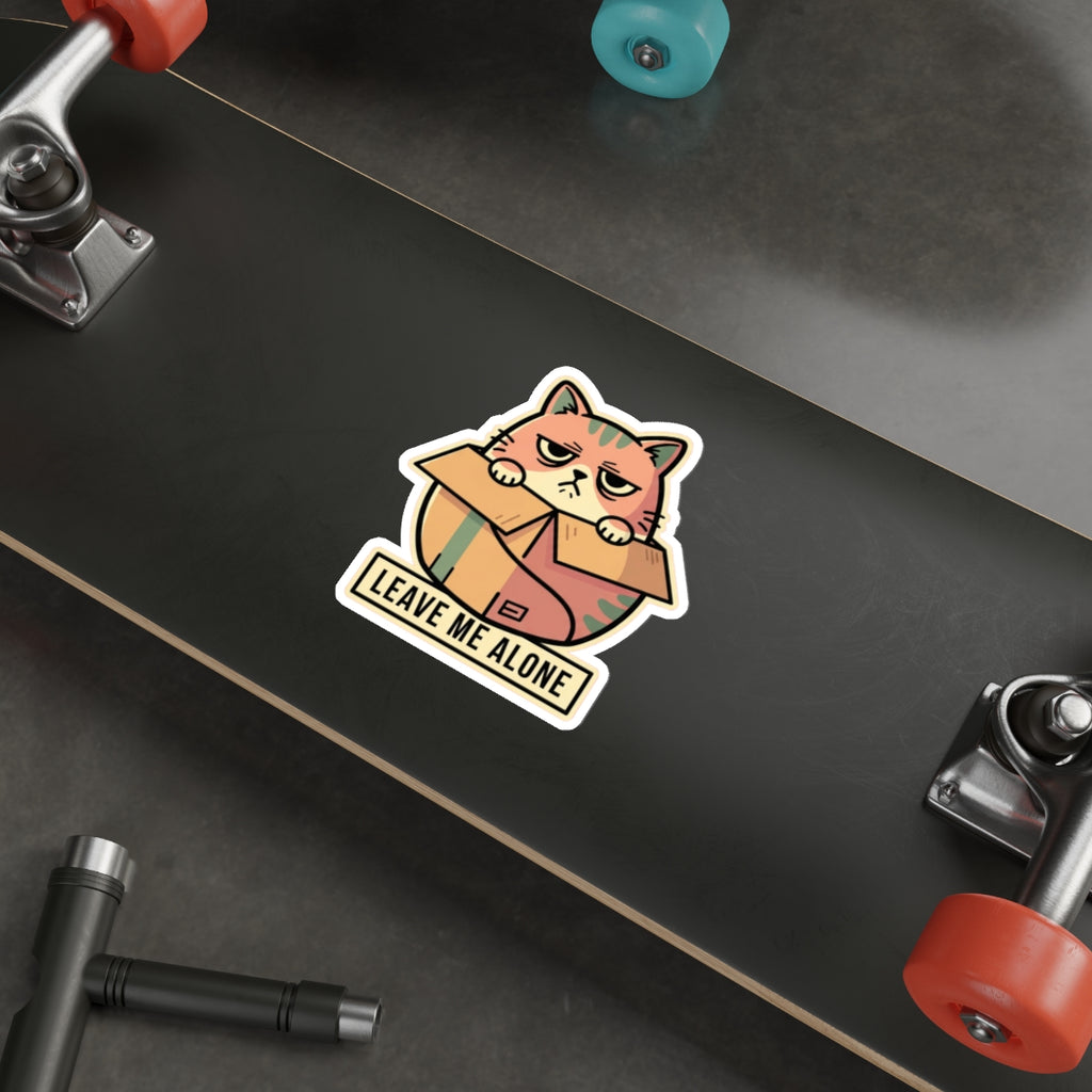 Introverted Cat Person Sticker - Grumpy Box Cat Decal for Laptop