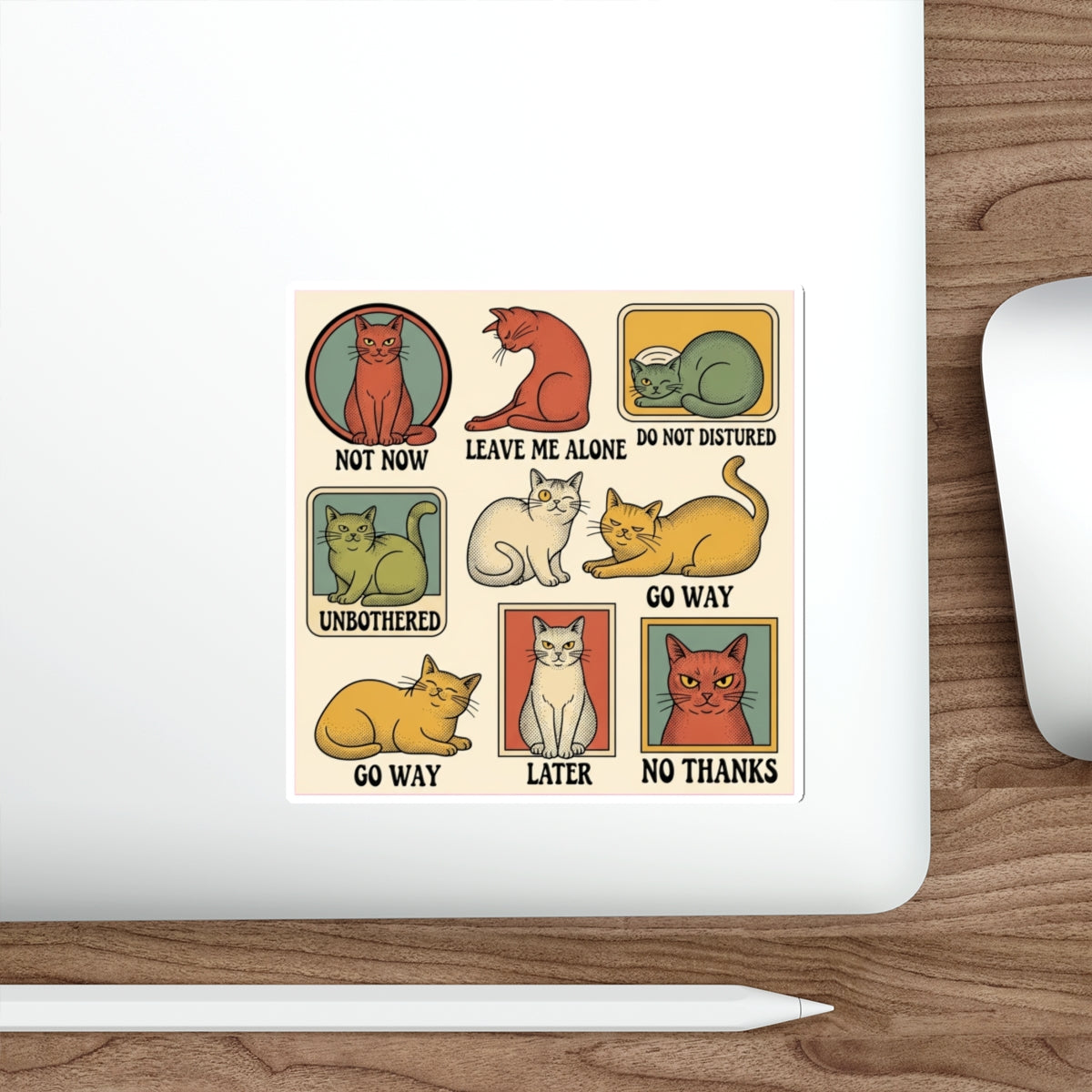 Crazy Cat Lady Sticker Pack | Vintage 70s Retro Cat Decals | 7-Piece Vinyl Sticker Sheet