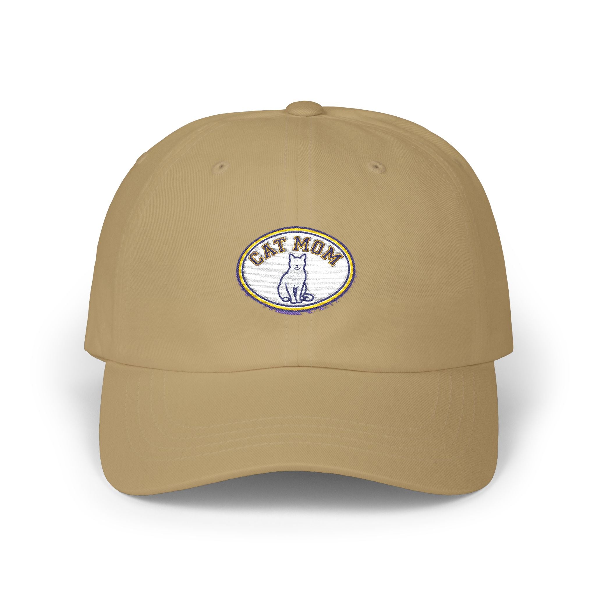 Cat Mom Embroidered Dad Cap - Magenta Baseball Hat for Cat Lovers