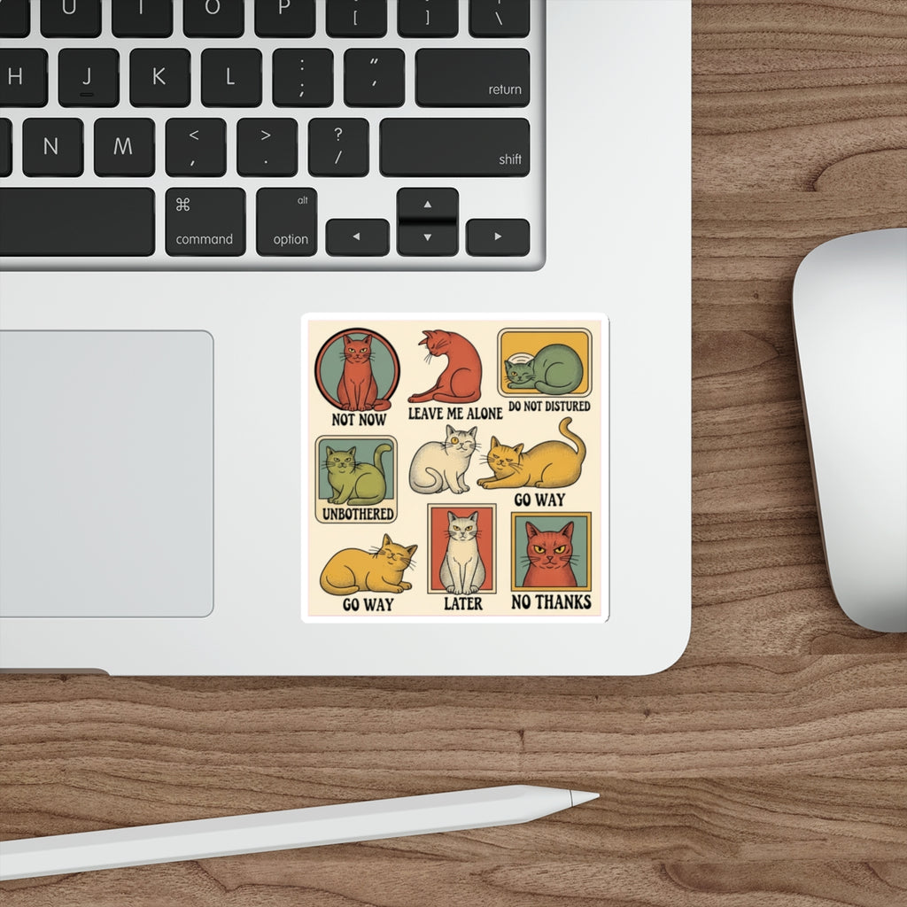 Crazy Cat Lady Sticker Pack | Vintage 70s Retro Cat Decals | 7-Piece Vinyl Sticker Sheet