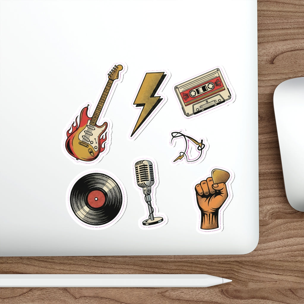 Vintage Rock Music Die-Cut Sticker Pack | Retro Band Laptop Stickers