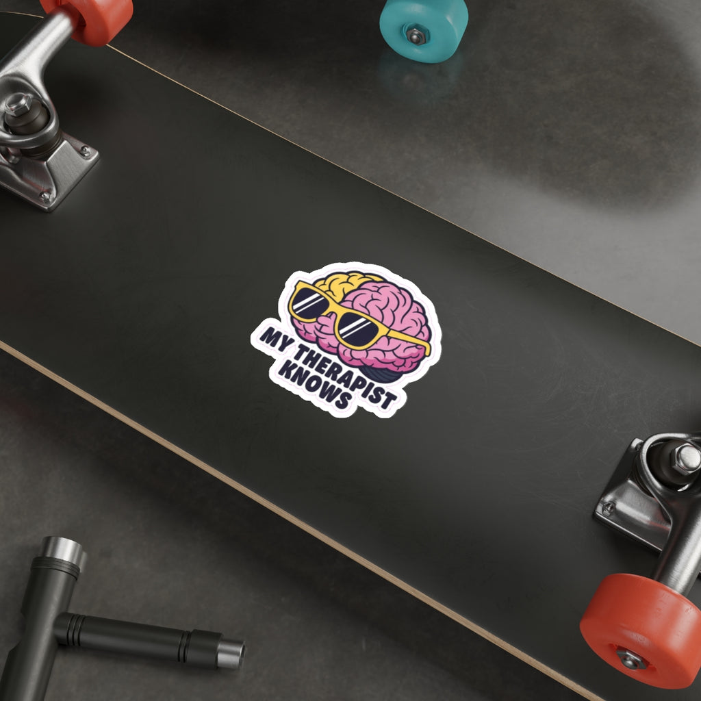 Cool Brain Mental Health Sticker | Anxiety Awareness Decal Retro Vibes