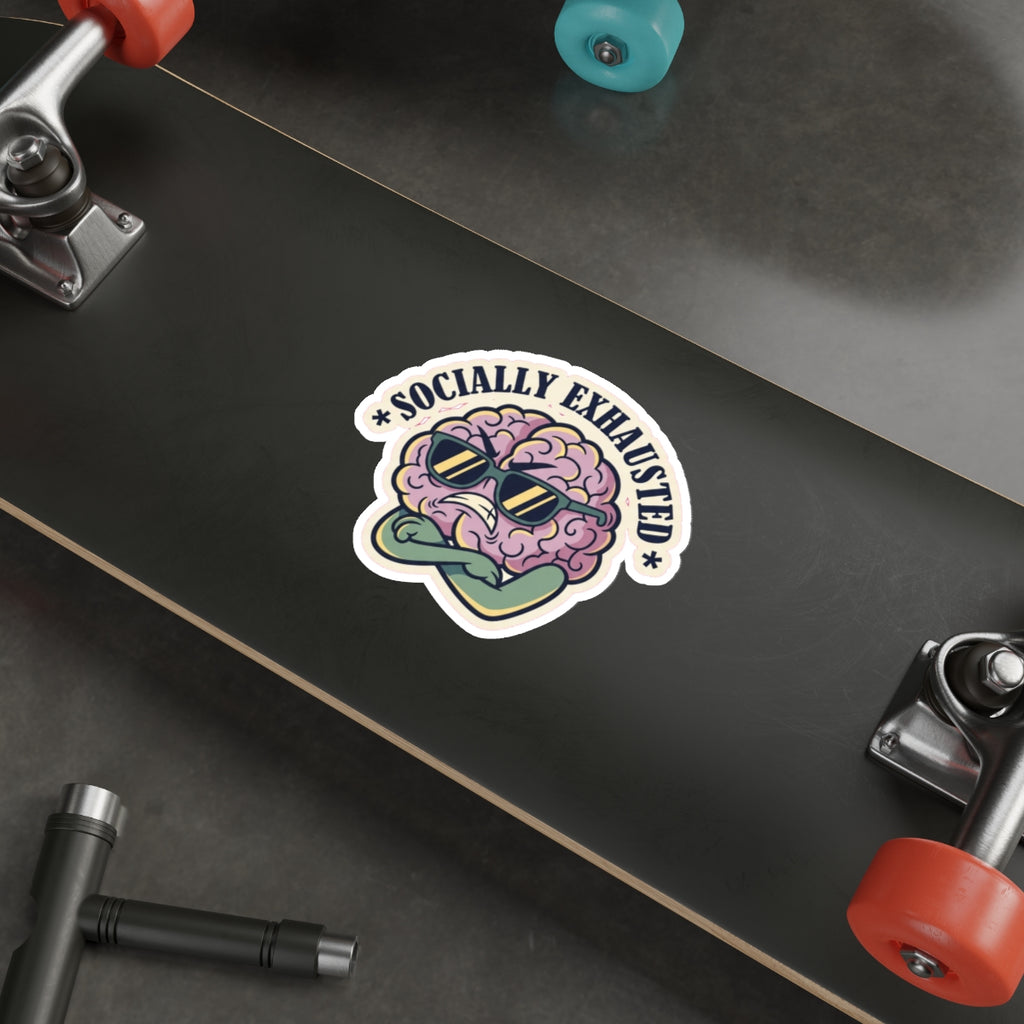 Grumpy Brain Die-Cut Sticker | Mental Health Dark Humor Introvert Decal