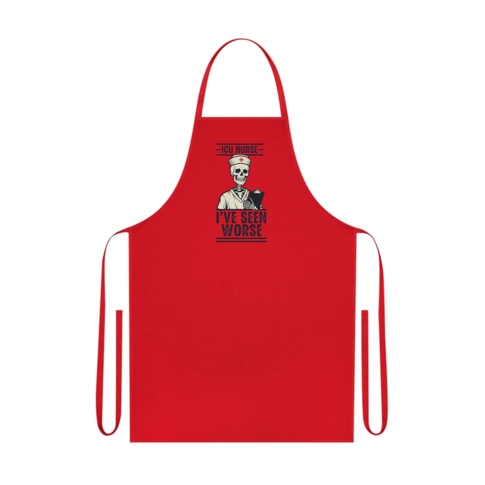 ICU Nurse Dark Humor Apron | Skeleton Nurse Funny Gift for Critical Care