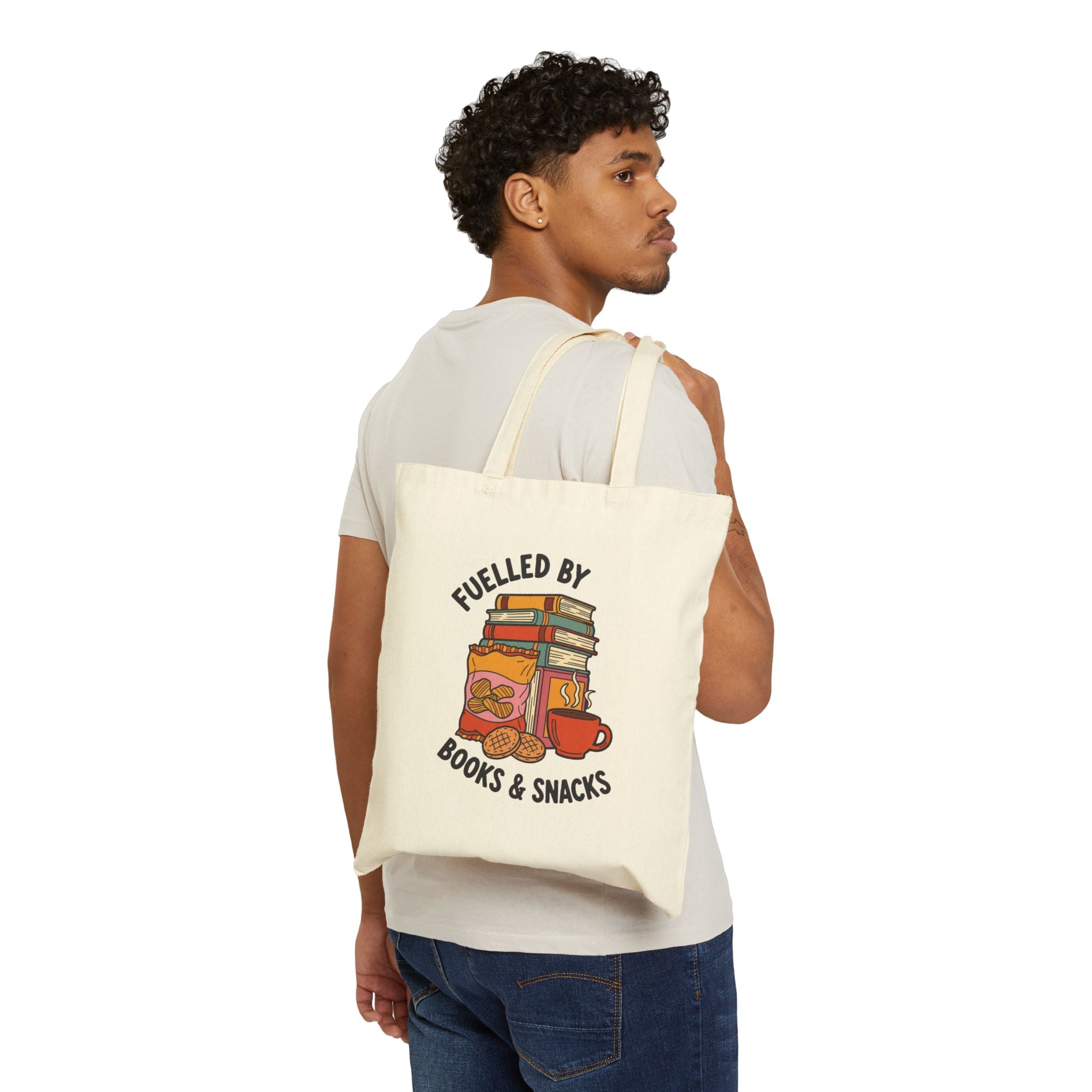 Book Lover Snack Addict Tote Bag - Retro Bookworm Gift