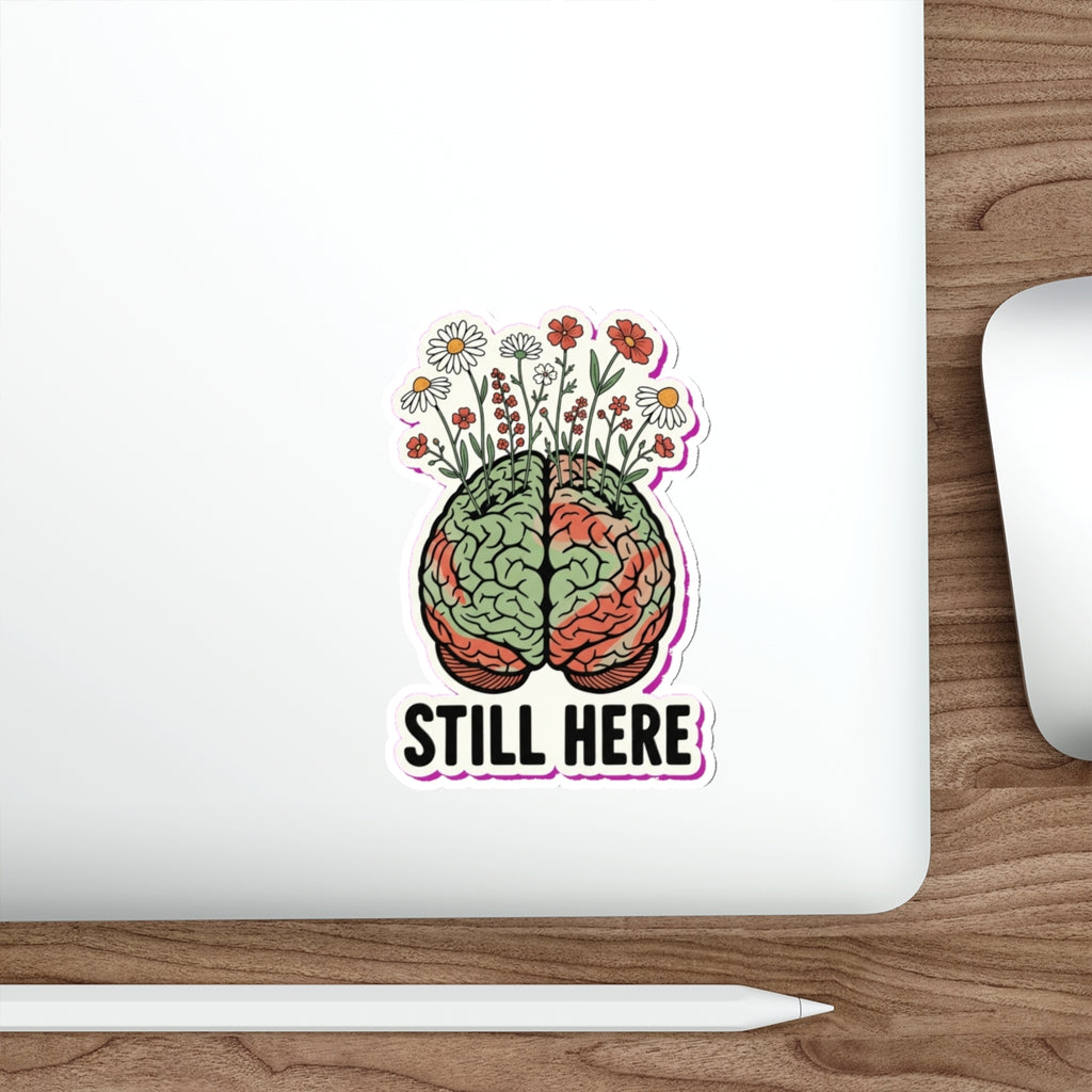 Mental Health Awareness Die-Cut Sticker | Brain & Wildflowers Therapy Decal