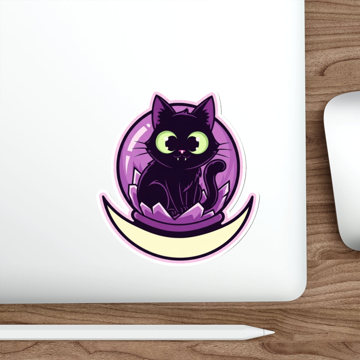 Spooky Cat Lady Sticker | Witchy Black Cat in Crystal Ball Vinyl Decal
