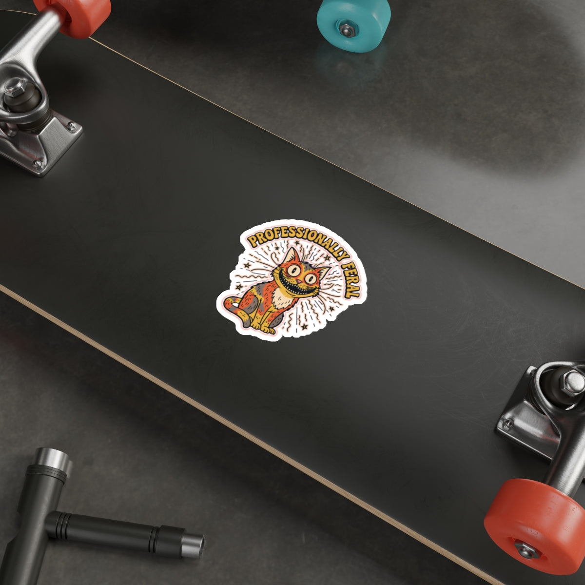 Feral Cat Lady Die-Cut Sticker | Crazy Cat Vinyl Sticker | Dark Humor Cat Merch