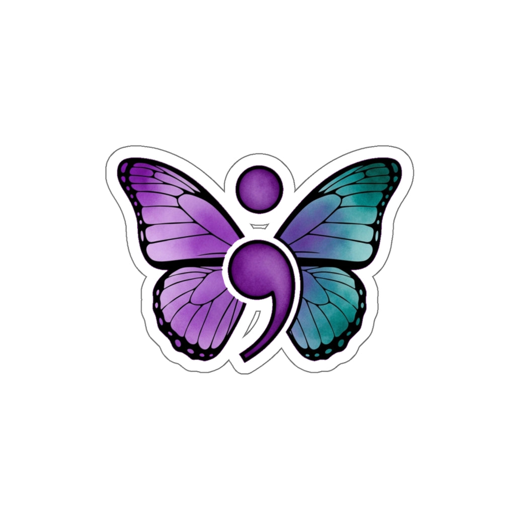 Semicolon Butterfly Mental Health Sticker | Suicide Prevention Awareness Decal