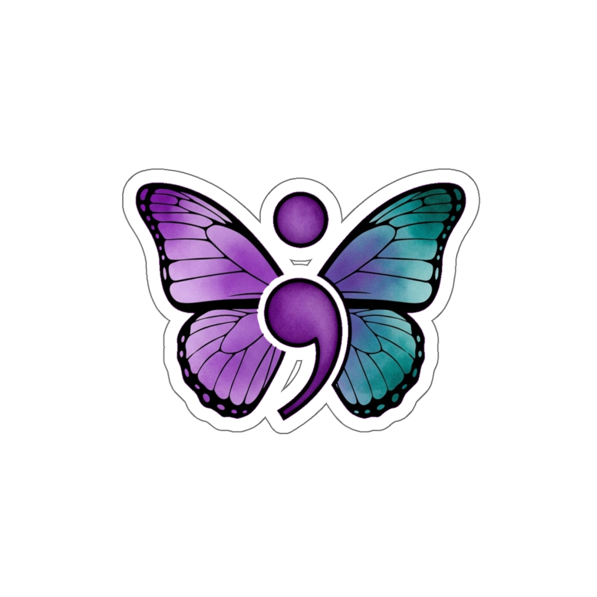Semicolon Butterfly Mental Health Sticker | Suicide Prevention Awareness Decal