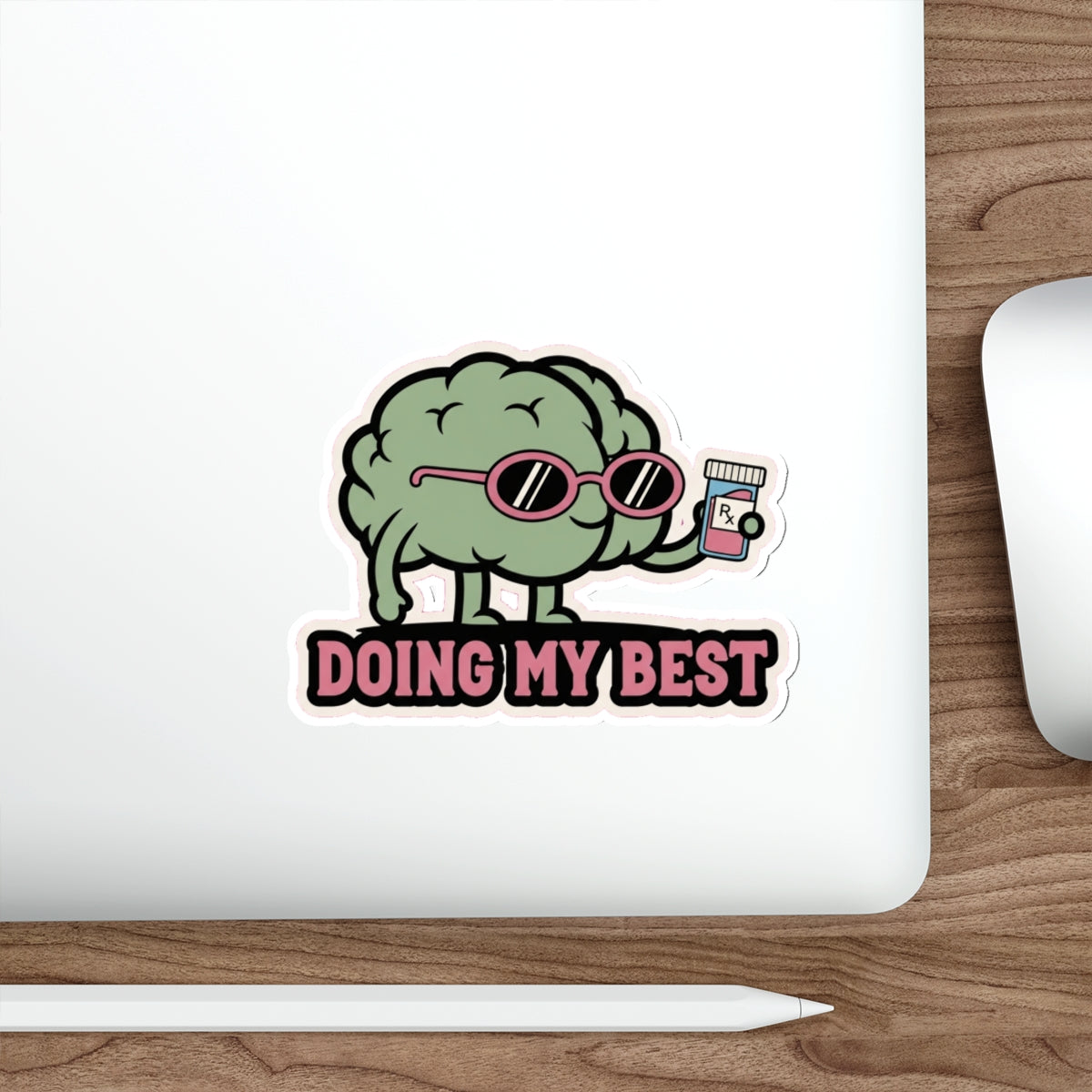 Brain in Sunglasses Mental Health Sticker | Anxiety Dark Humor Die-Cut Decal