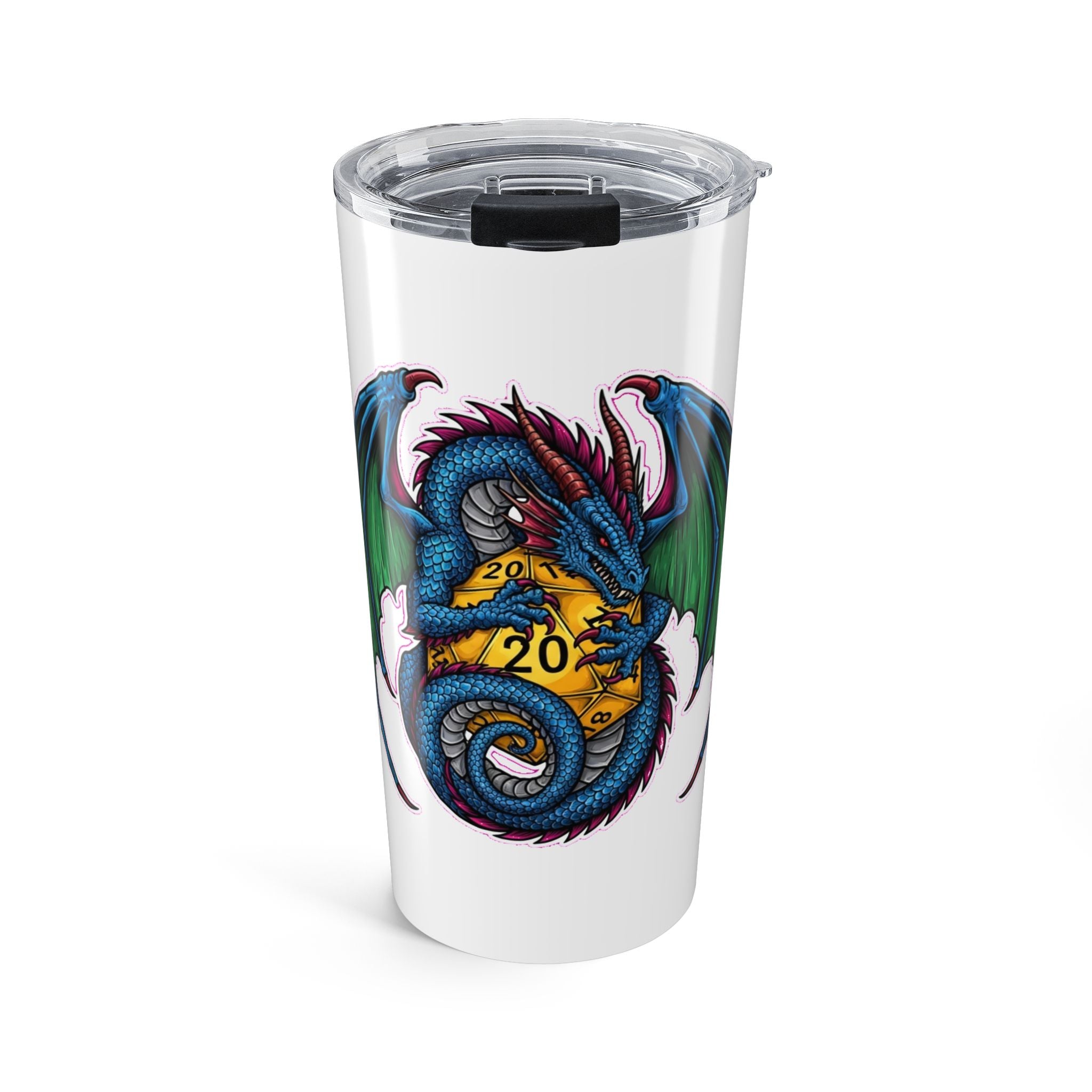 D&D Dragon & D20 Tumbler | Fantasy RPG Coffee Cup | Dungeons Dragons Gift