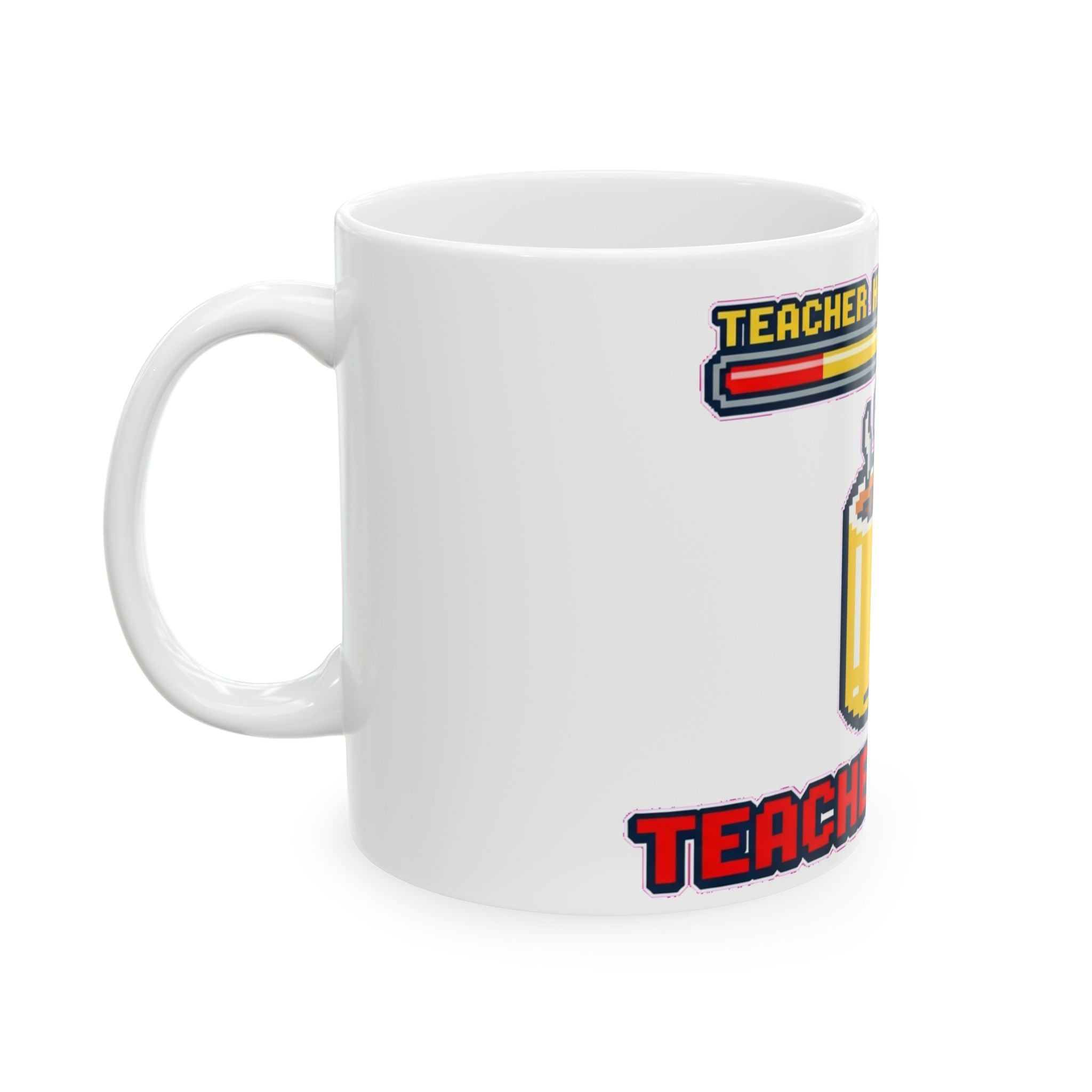 Sarcastic Gamer Teacher Mug | Funny Pixel Art Coffee Cup for Gaming Educators