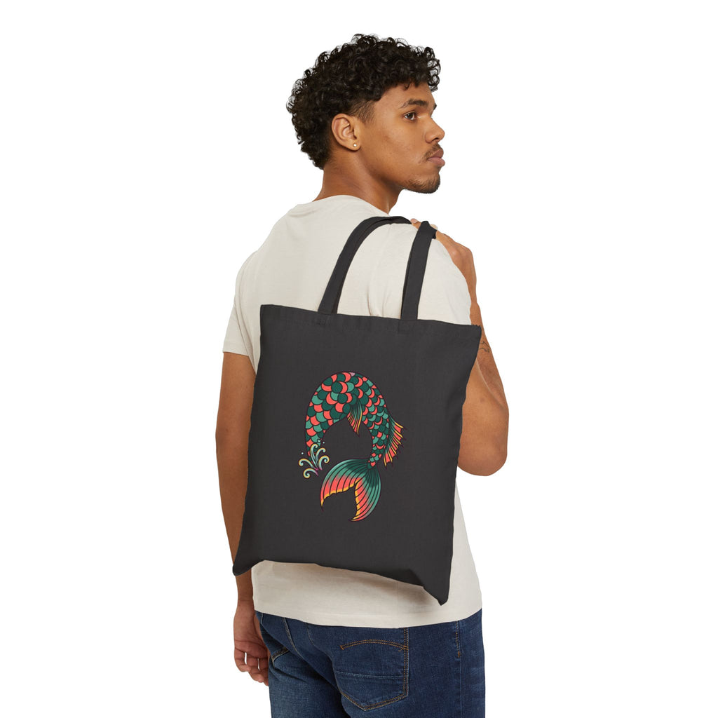 Mermaid Tote Bag | Vintage Tattoo Ocean Life Beach Bag for Women