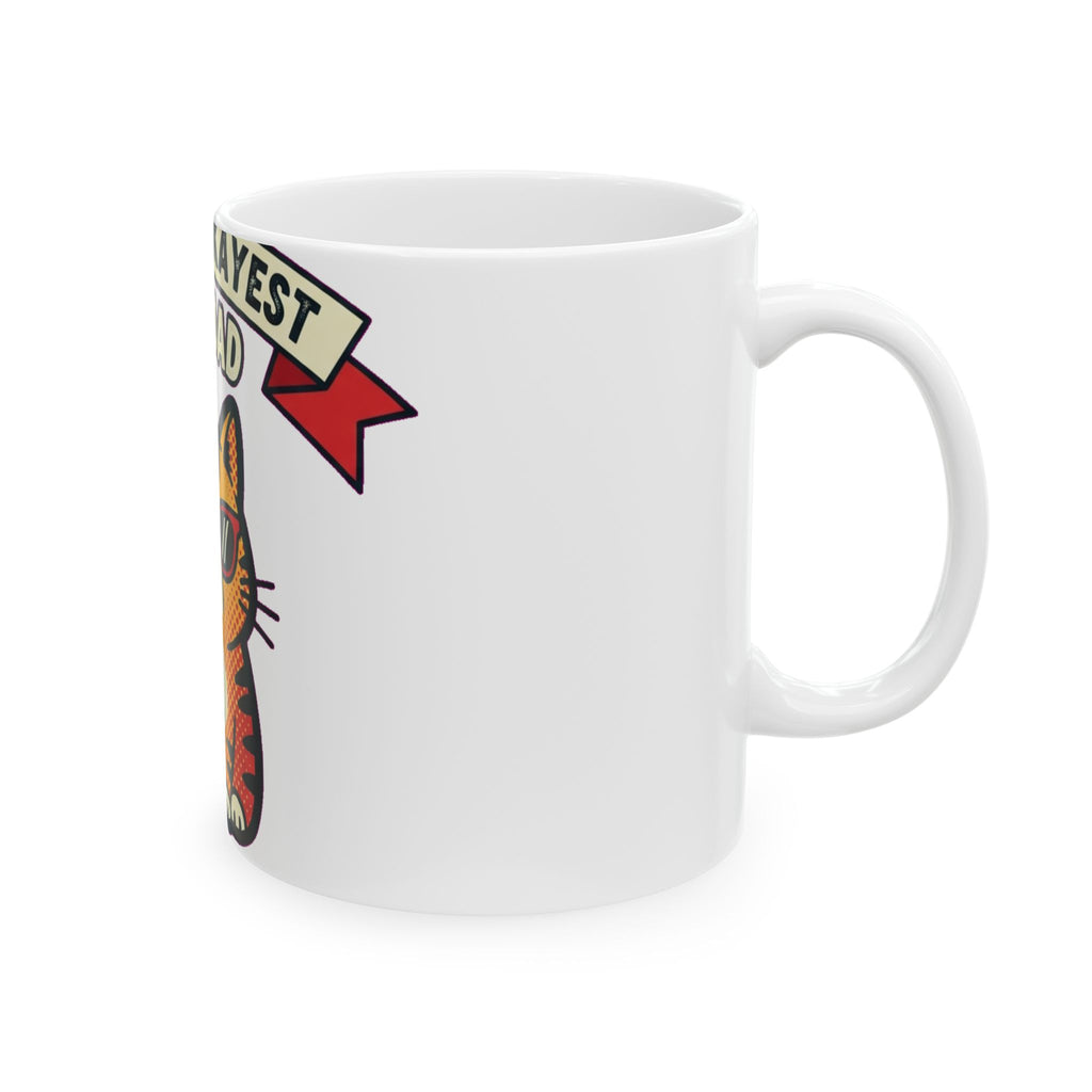 Cat Dad Retro Mug - Funny 1970s Tabby Coffee Cup for Cat Lovers