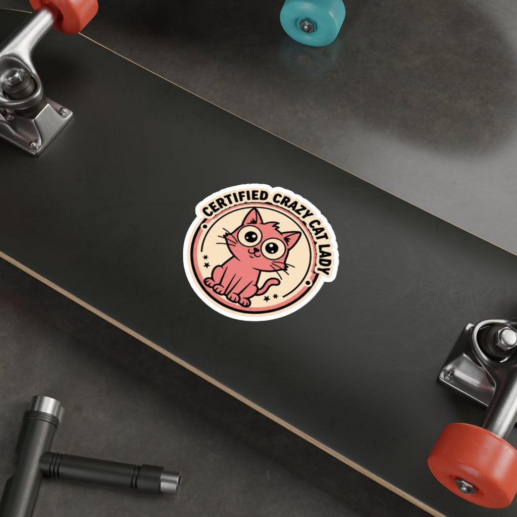 Crazy Cat Lady Certified Sticker | Retro 70s Cat Mom Vinyl Decal
