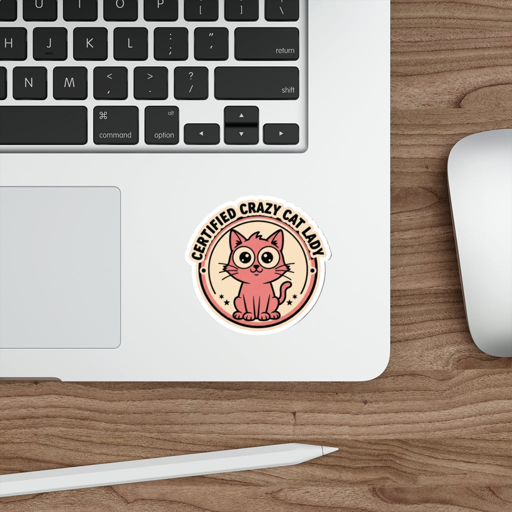Crazy Cat Lady Certified Sticker | Retro 70s Cat Mom Vinyl Decal