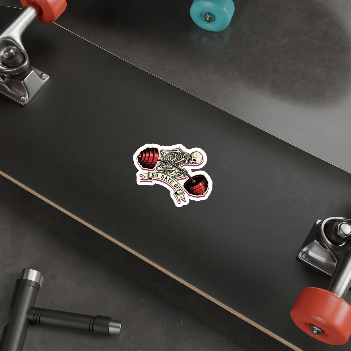 Skeleton Deadlift Sticker | Vintage Tattoo Flash Gym Rat Decal