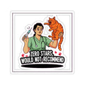 Vet Tech Dark Humor Sticker - Exhausted with Angry Cat - Funny Veterinary Gift
