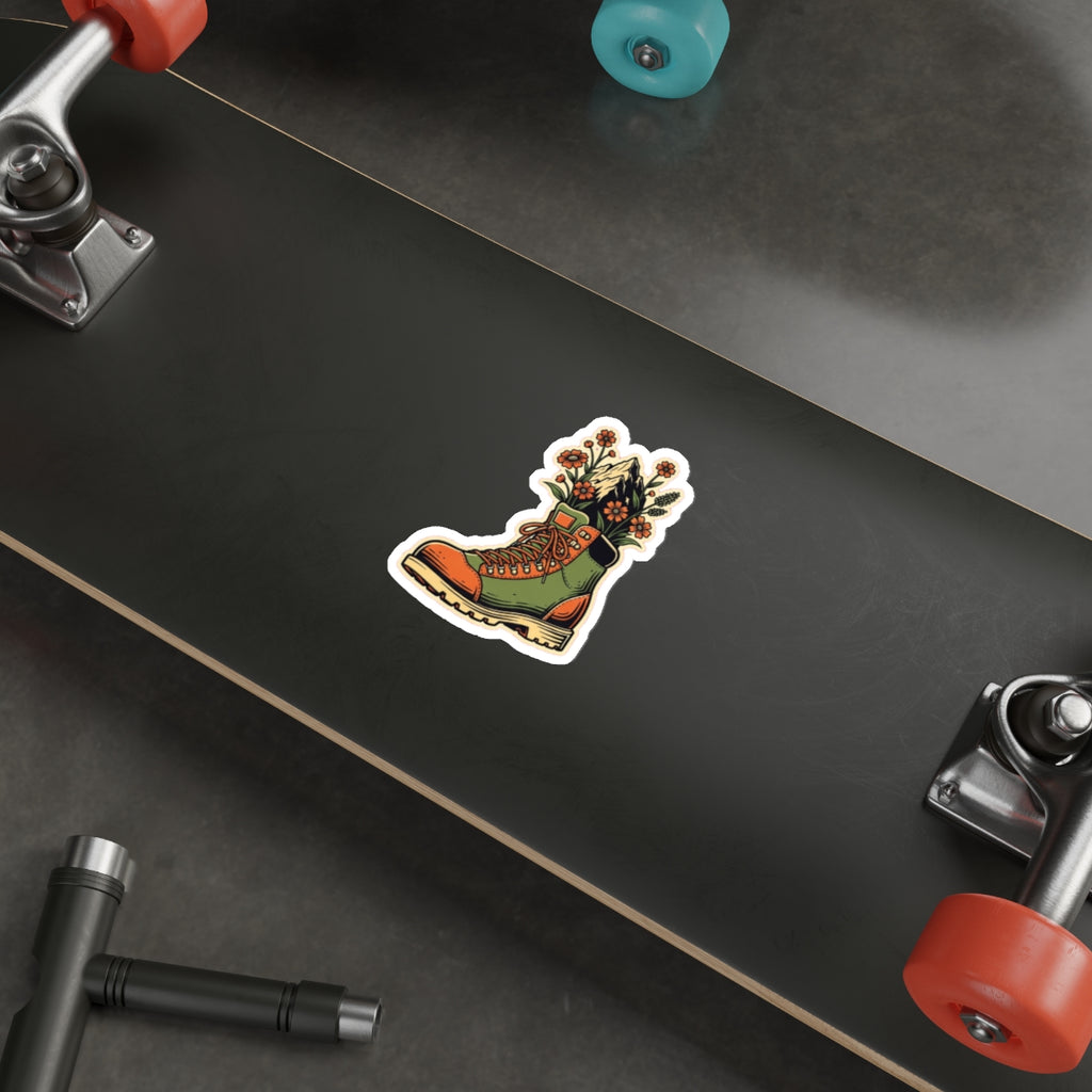 Retro Hiking Boot Die-Cut Sticker | Trail Running Adventure Decal