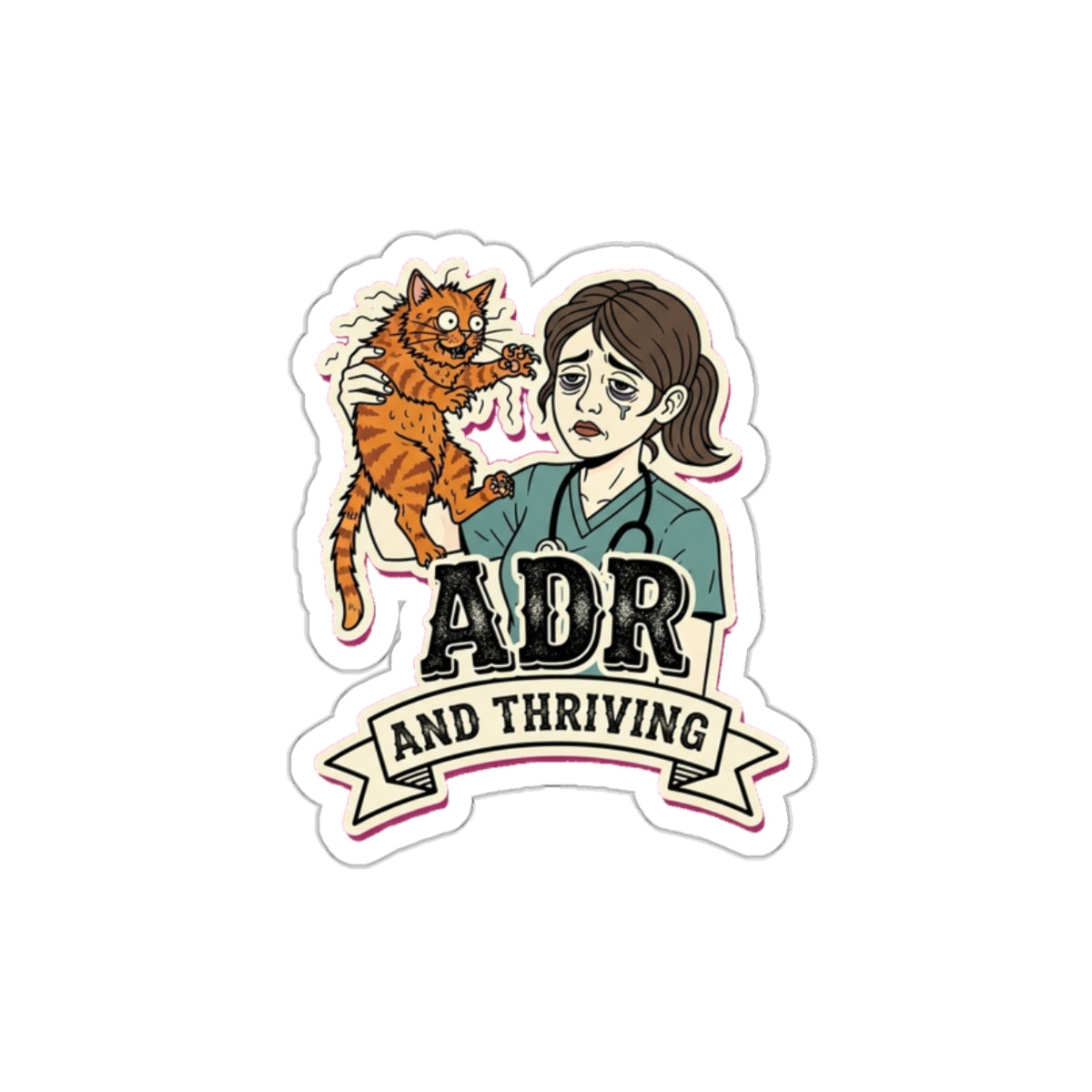 Exhausted Vet Tech Sticker | Dark Humor Veterinary Assistant Gift