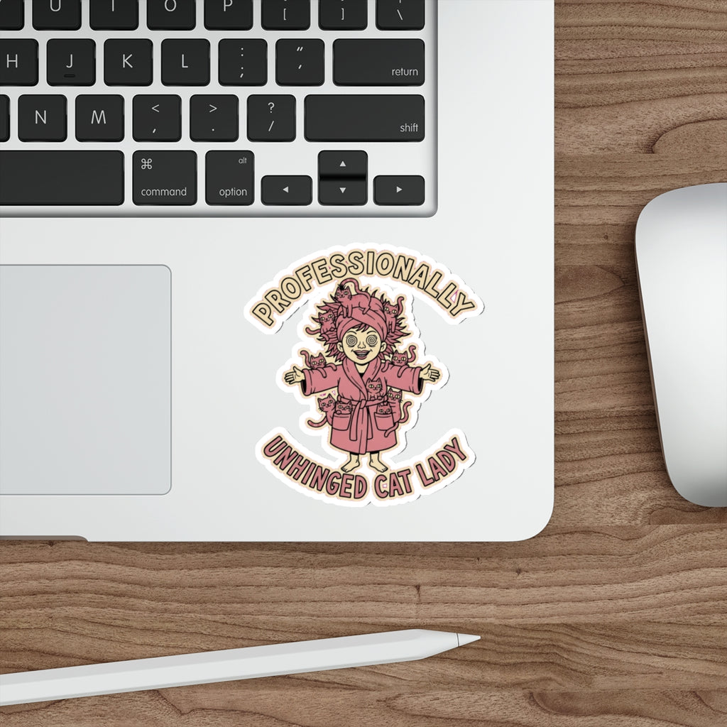 Crazy Cat Lady Sticker | Funny Cat Mom Die-Cut Decal | Dark Humor Gift