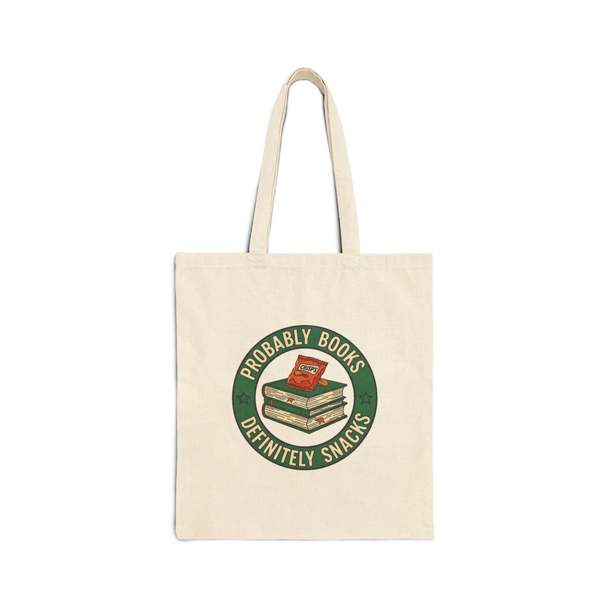 Probably Books Definitely Snacks Tote Bag | Funny Bookworm Gift