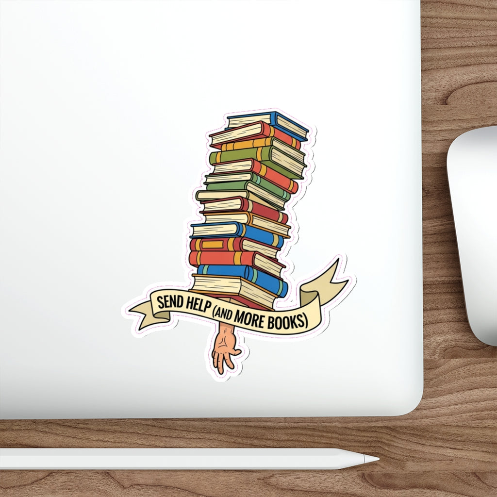 Bookish Dark Humor Sticker | Wobbly Book Stack Die-Cut Decal | BookTok Reader Gift