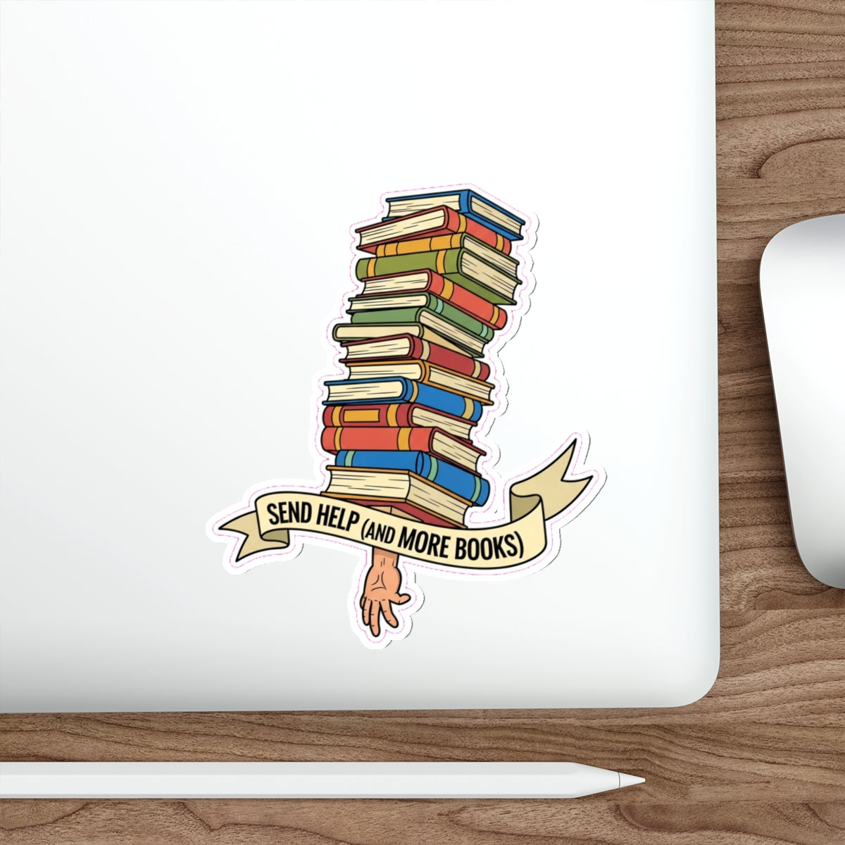 Bookish Dark Humor Sticker | Wobbly Book Stack Die-Cut Decal | BookTok Reader Gift