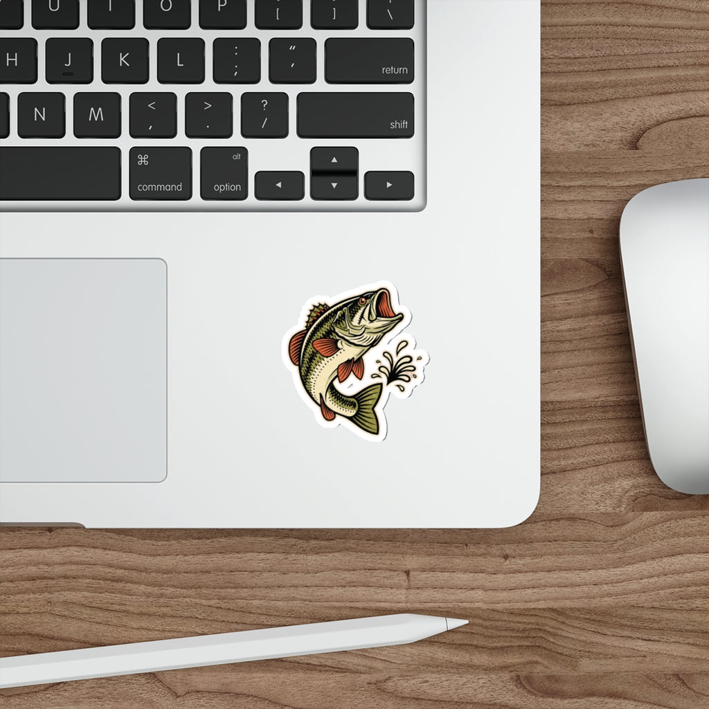 Bass Fishing Dad Sticker | Retro Largemouth Bass Vinyl Decal for Trucks