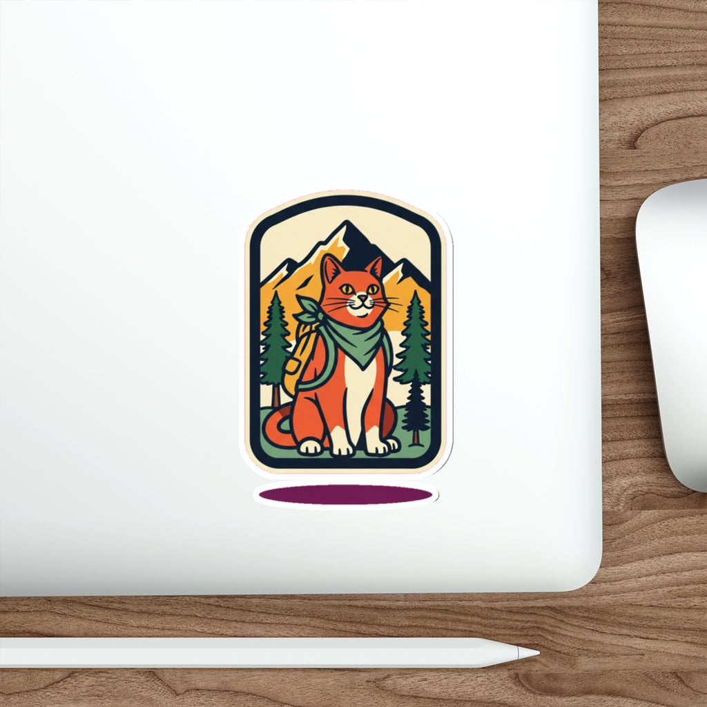 Adventure Cat Die-Cut Vinyl Sticker | Hiking Camping Outdoor Cat Decal