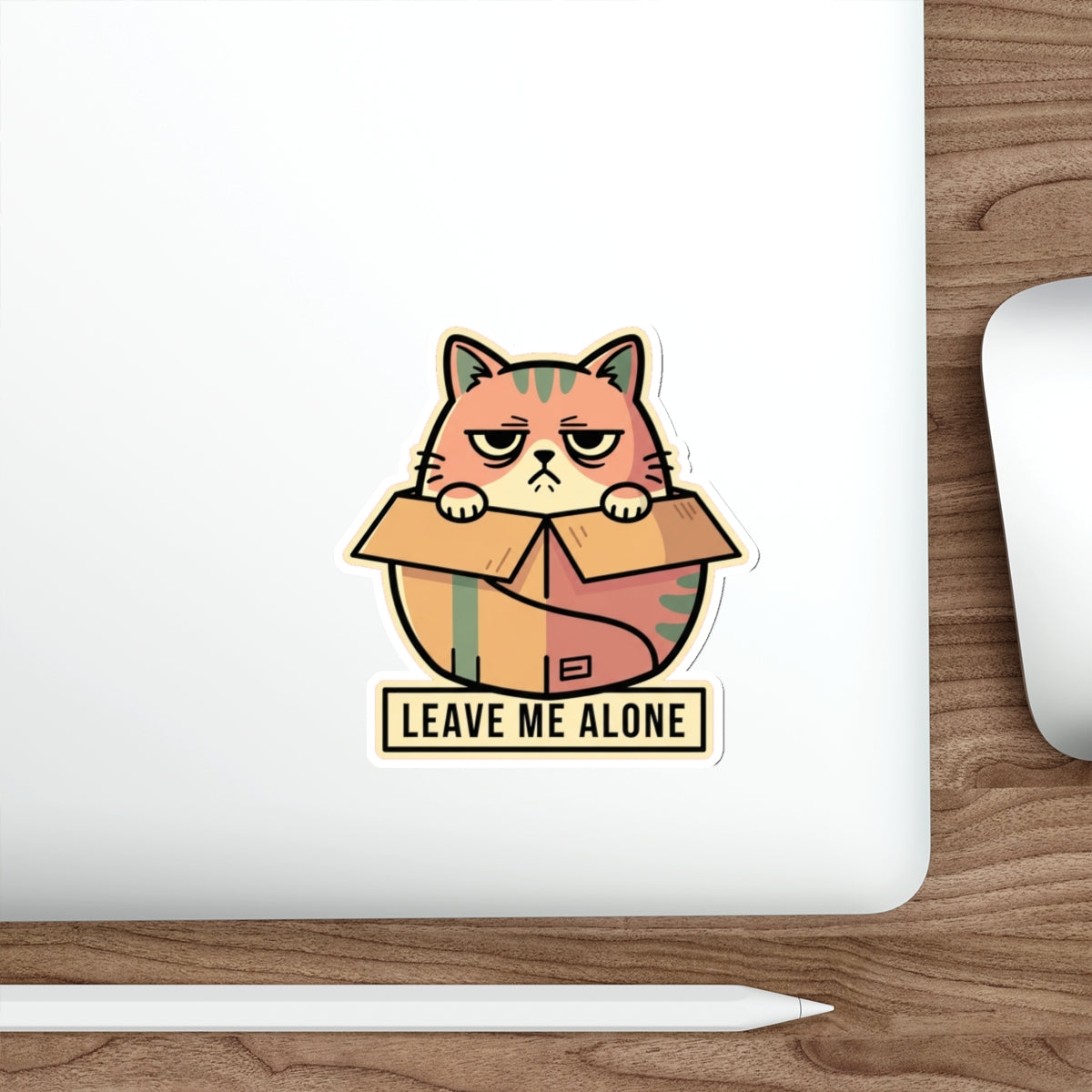 Introverted Cat Person Sticker - Grumpy Box Cat Decal for Laptop