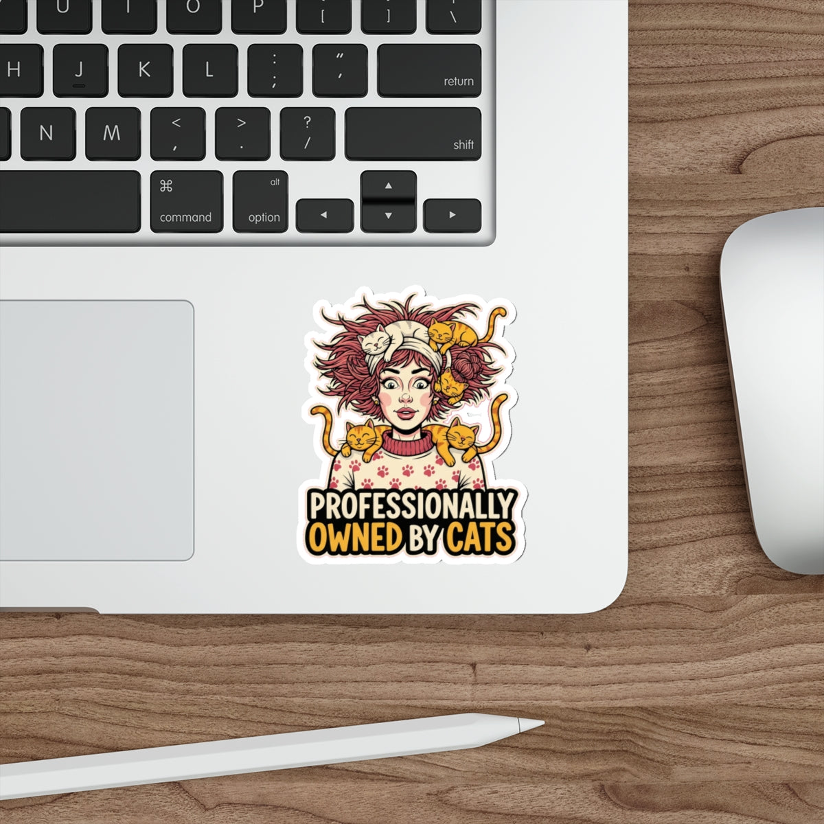 Crazy Cat Lady Sticker | Funny Retro Comic Cat Mom Laptop Decal