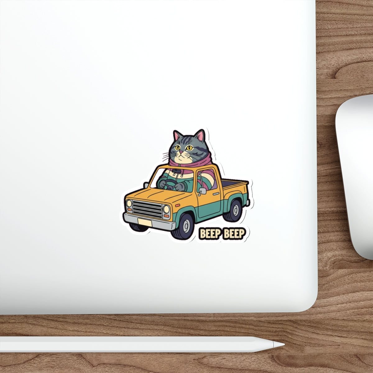 Chonky Tabby Truck Driver Sticker | Retro Funny Cat Die-Cut Vinyl