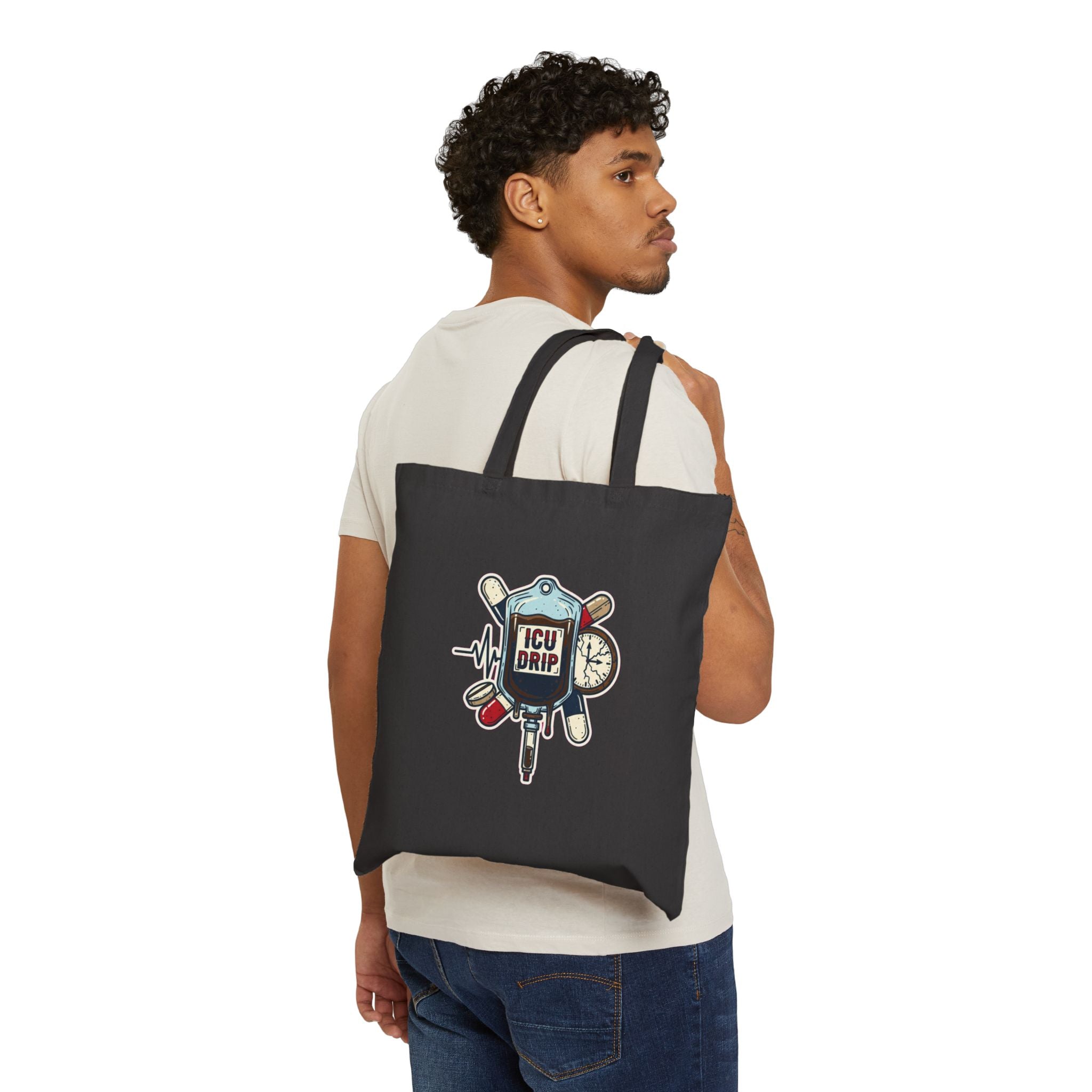 ICU Nurse Tote Bag | Funny Nurse Gift | Dark Humor Coffee IV Drip Design