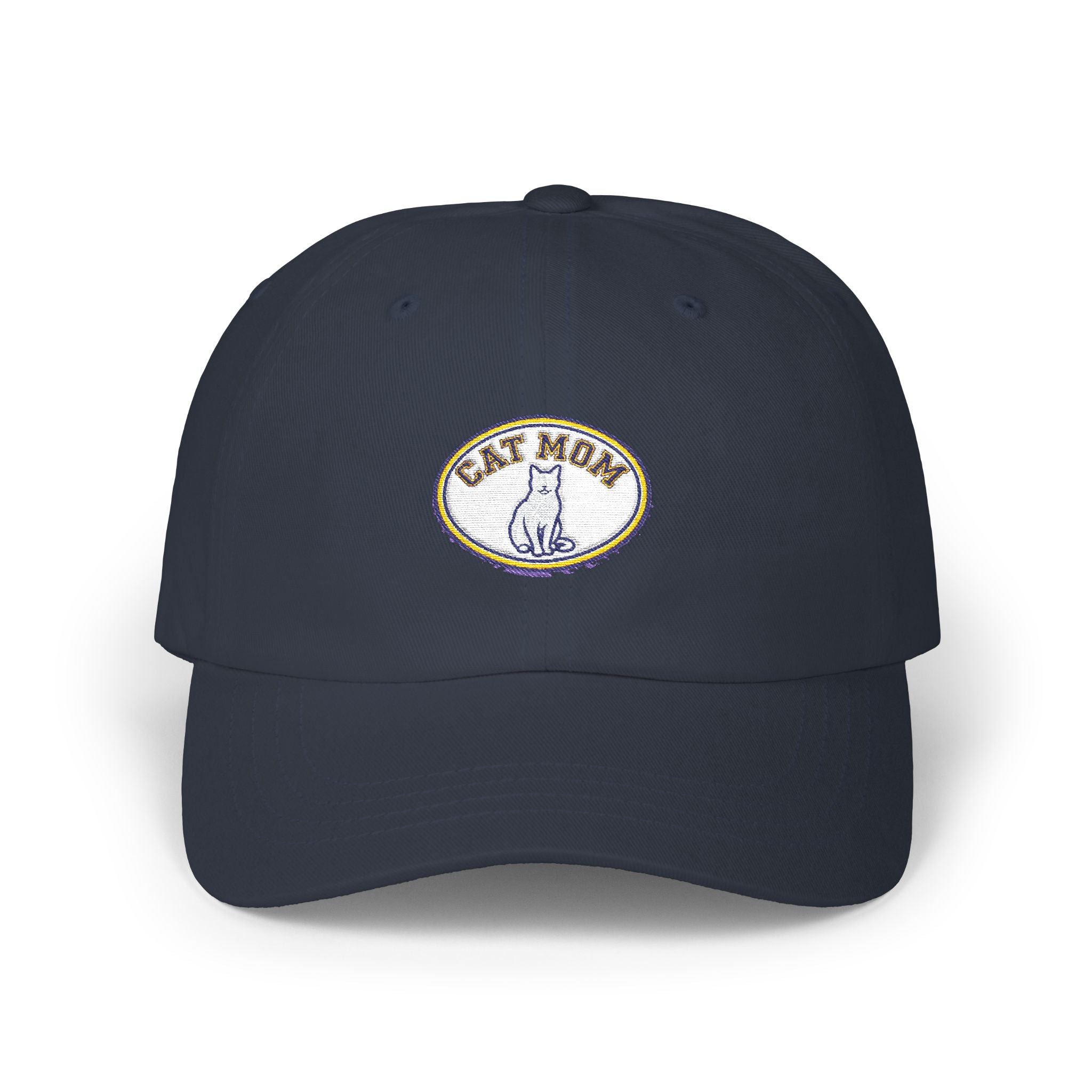 Cat Mom Embroidered Dad Cap - Magenta Baseball Hat for Cat Lovers