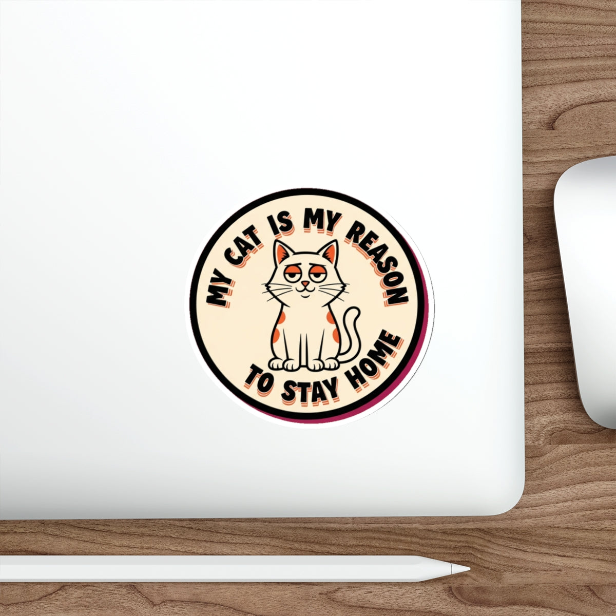 Sarcastic Cat Mom Sticker | Funny Cat Lady Decal | Retro Die-Cut Water Bottle Sticker