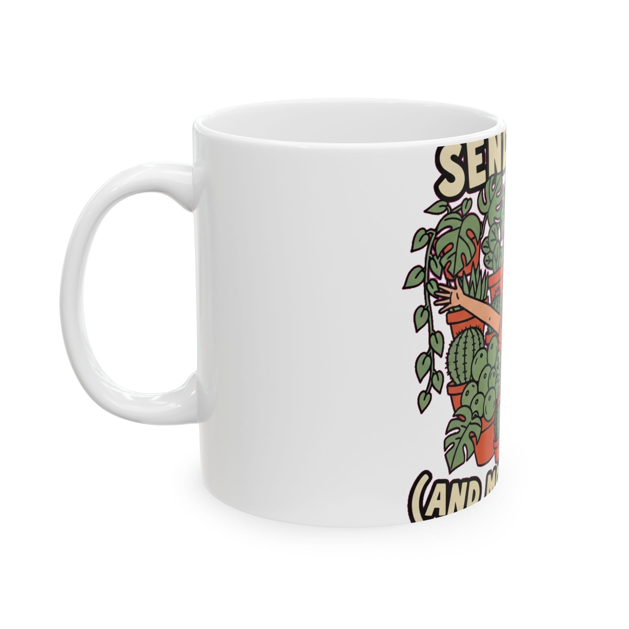Funny Plant Mom Mug - Crazy Plant Lady Coffee Cup with Folk Art Design