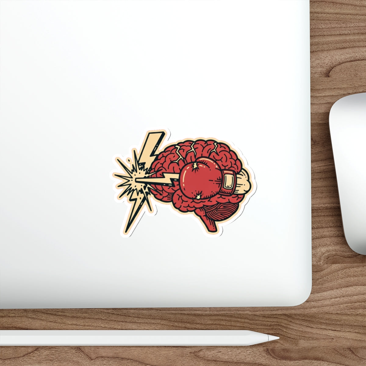 Mental Health Warrior Brain Boxing Glove Die-Cut Sticker | Dark Humor Anxiety Decal
