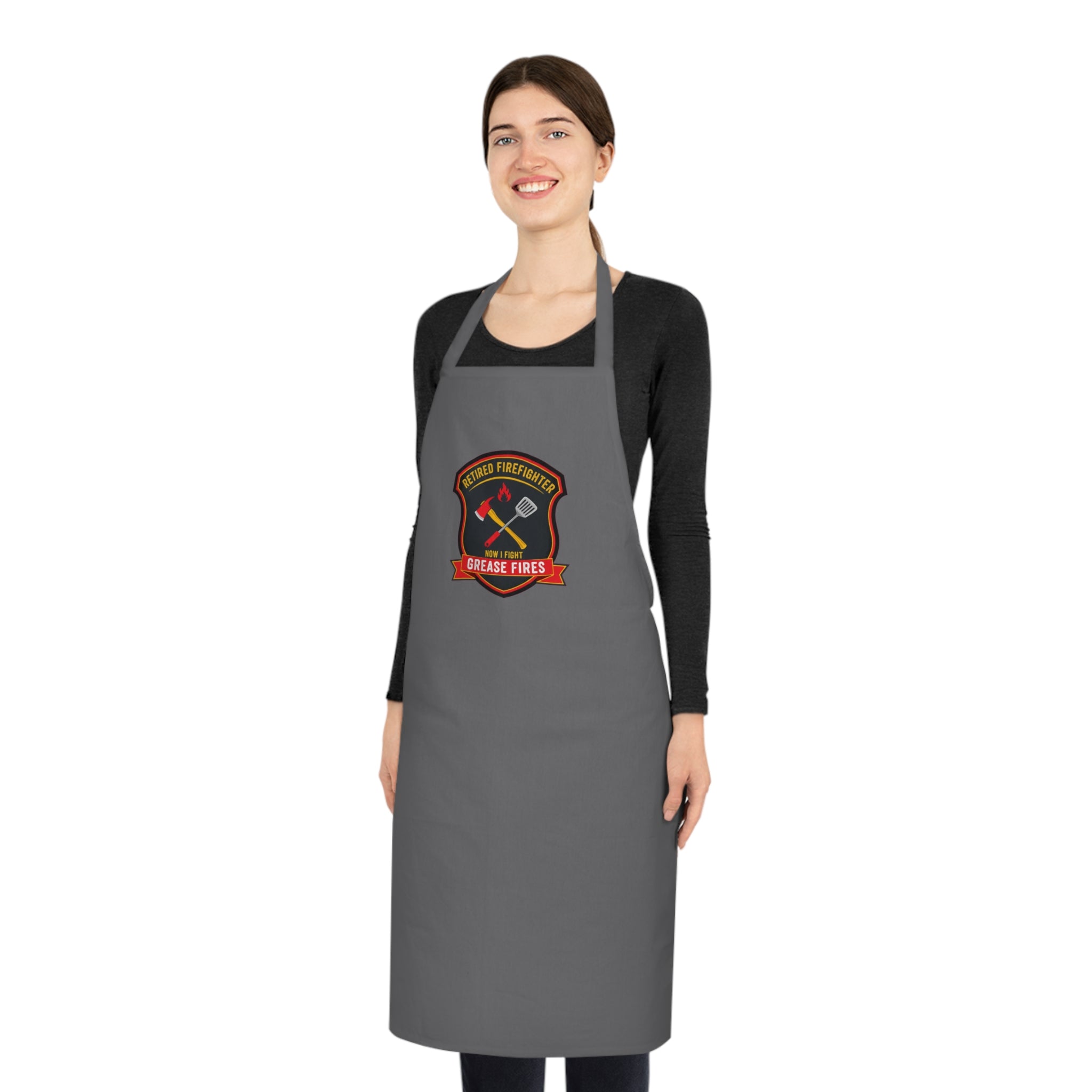 Retired Firefighter BBQ Dad Apron - Funny Fire Department Grill Master Gift