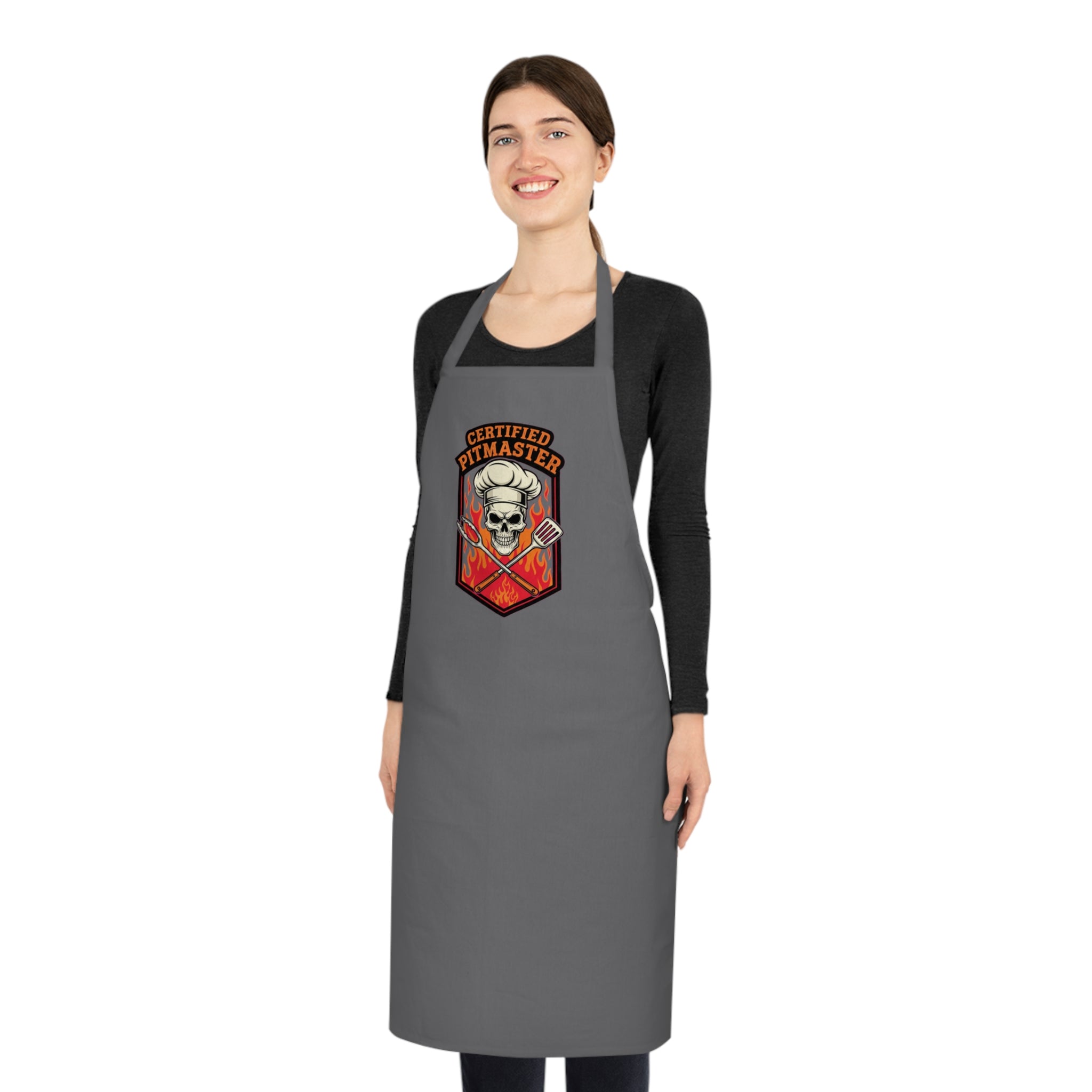 BBQ Pitmaster Dad Apron - Flaming Skull Chef Gift for Grill Masters